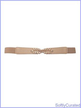 Plus Size Leaf Interlocking Buckle Elastic Belt Wide Waist Belt